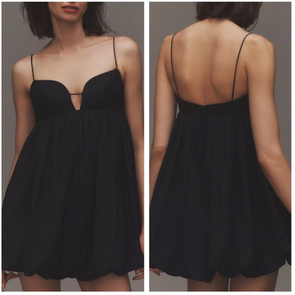 NEW Acler Palermo Sleeveless Sweetheart Bubble-Hem Taffeta Mini Dress - Black - Picture 2 of 14